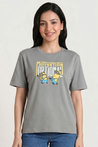 Zivame Minions Knit Cotton Loungewear Top - Ultimate Grey — thumbnail 4